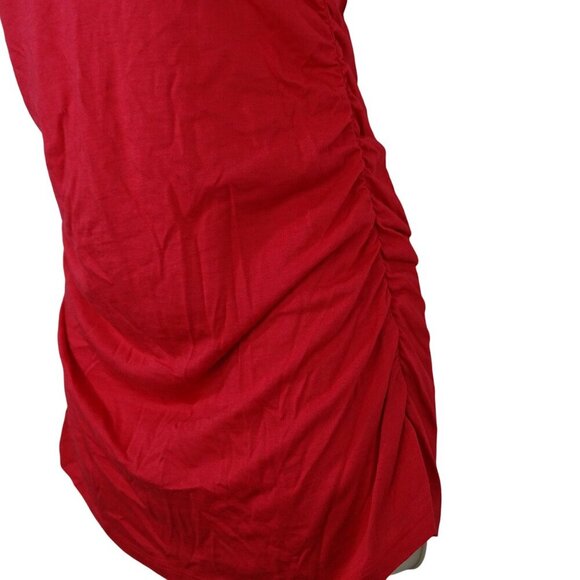 Bra Tops Red One Shoulder Top Women Size S Ruffle Sleeve Ruched Built In Bra - Picture 2 of 12